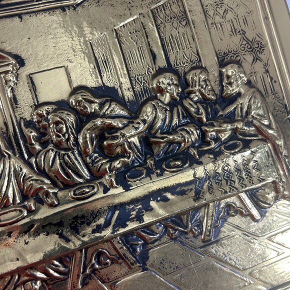 Vtg Elpec Brass Metal Relief Art Last Supper Wall Hanging Christian Religious - Picture 5 of 7